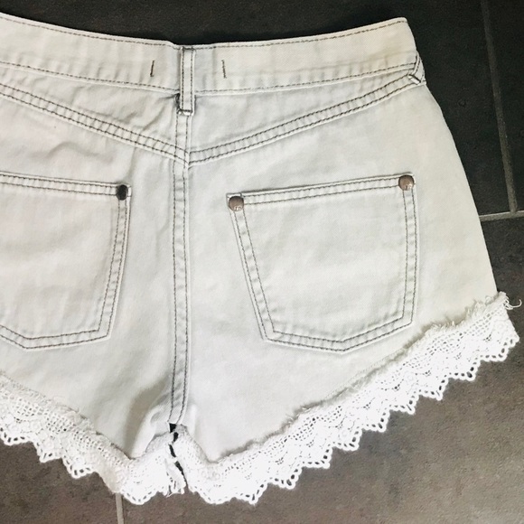 Free People Gray Lace Hem Denim Shorts - Picture 5 of 5